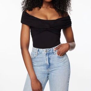 Dynamite Black Off-Shoulder Bodysuit